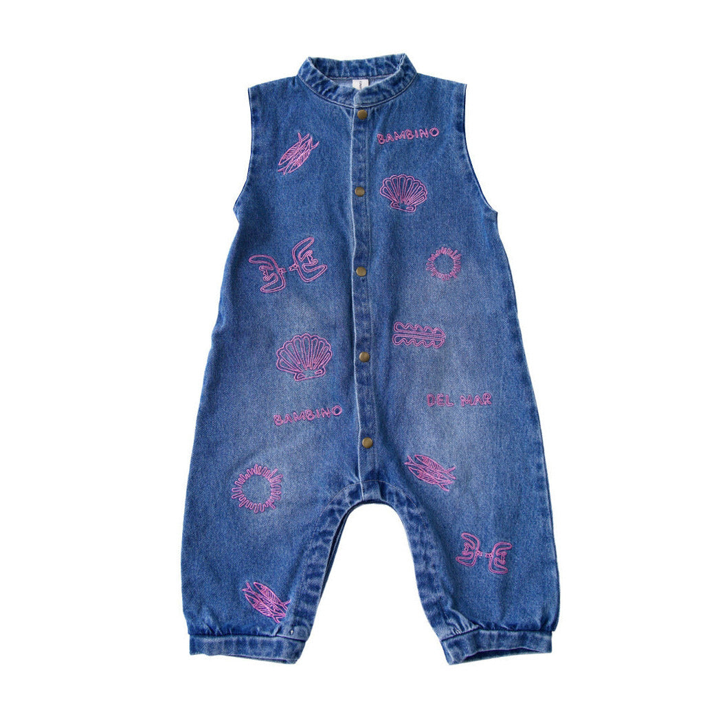 Sleeveless Denim Boiler Suit - Rosa