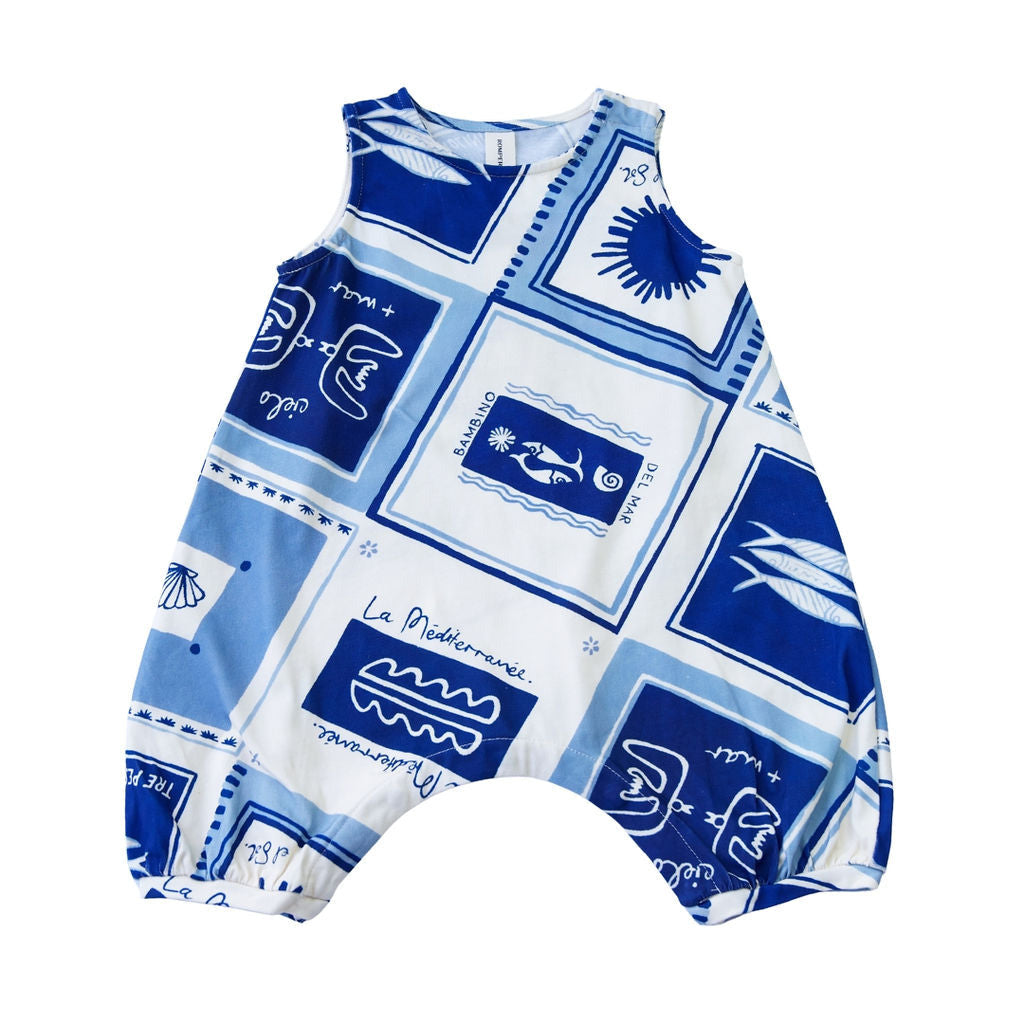 Terry Sleeveless Romper - Azure