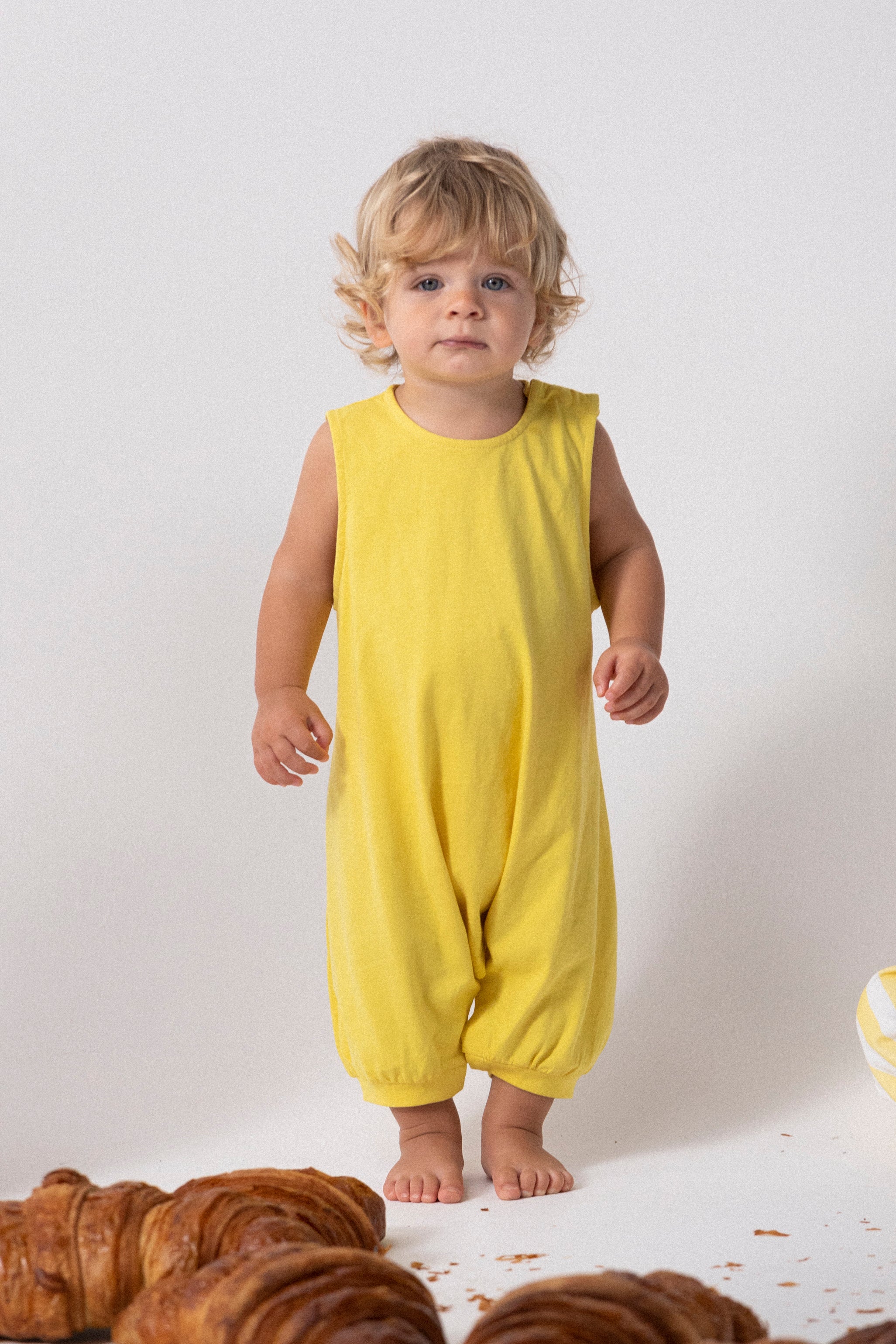 Jersey Short Sleeve Romper - Lemon