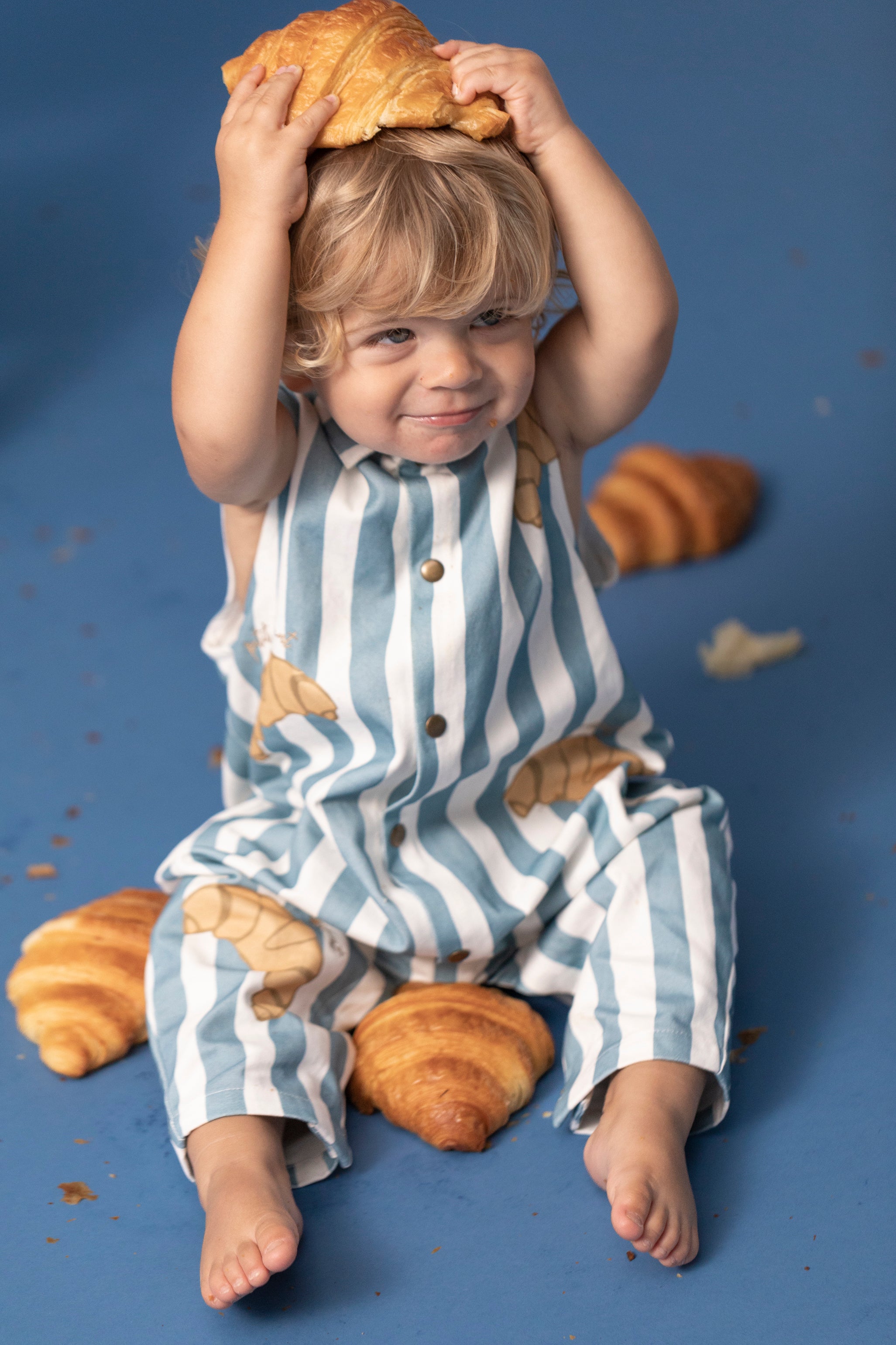 Sleeveless Baby Boiler Suit - Sky