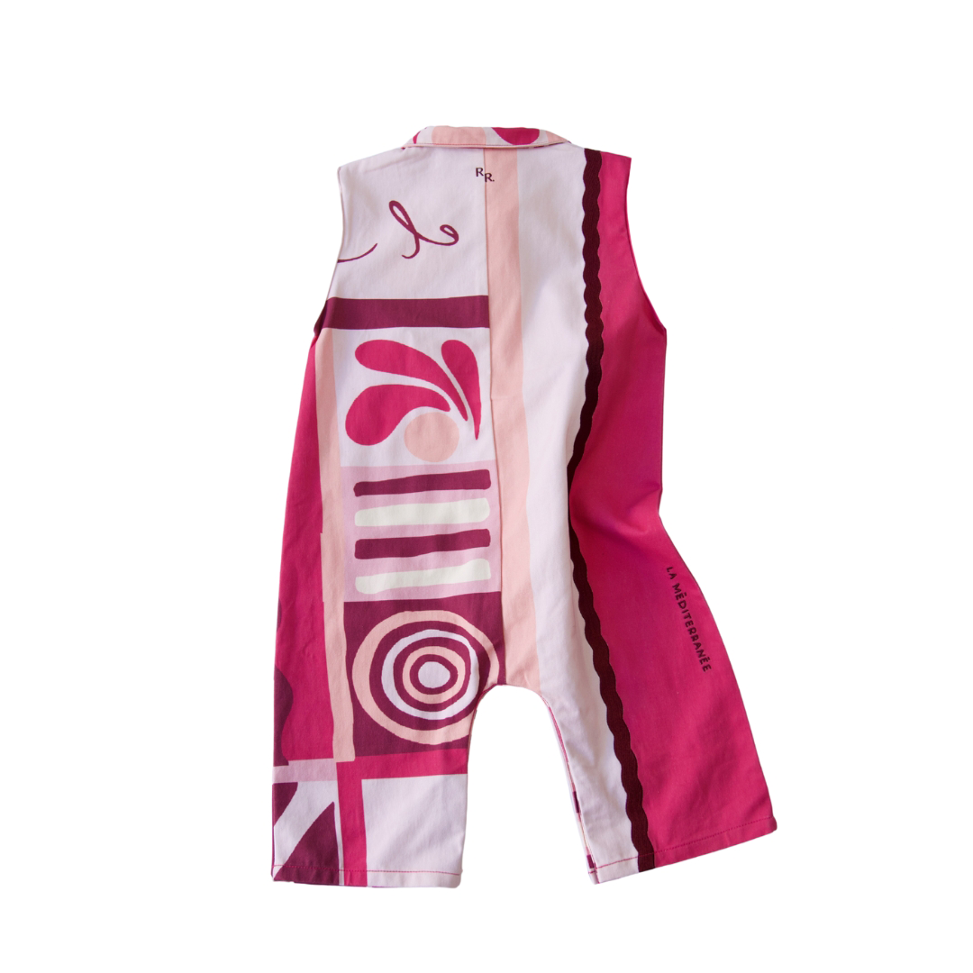 Cotton Sleeveless Boiler Suit - Rosa