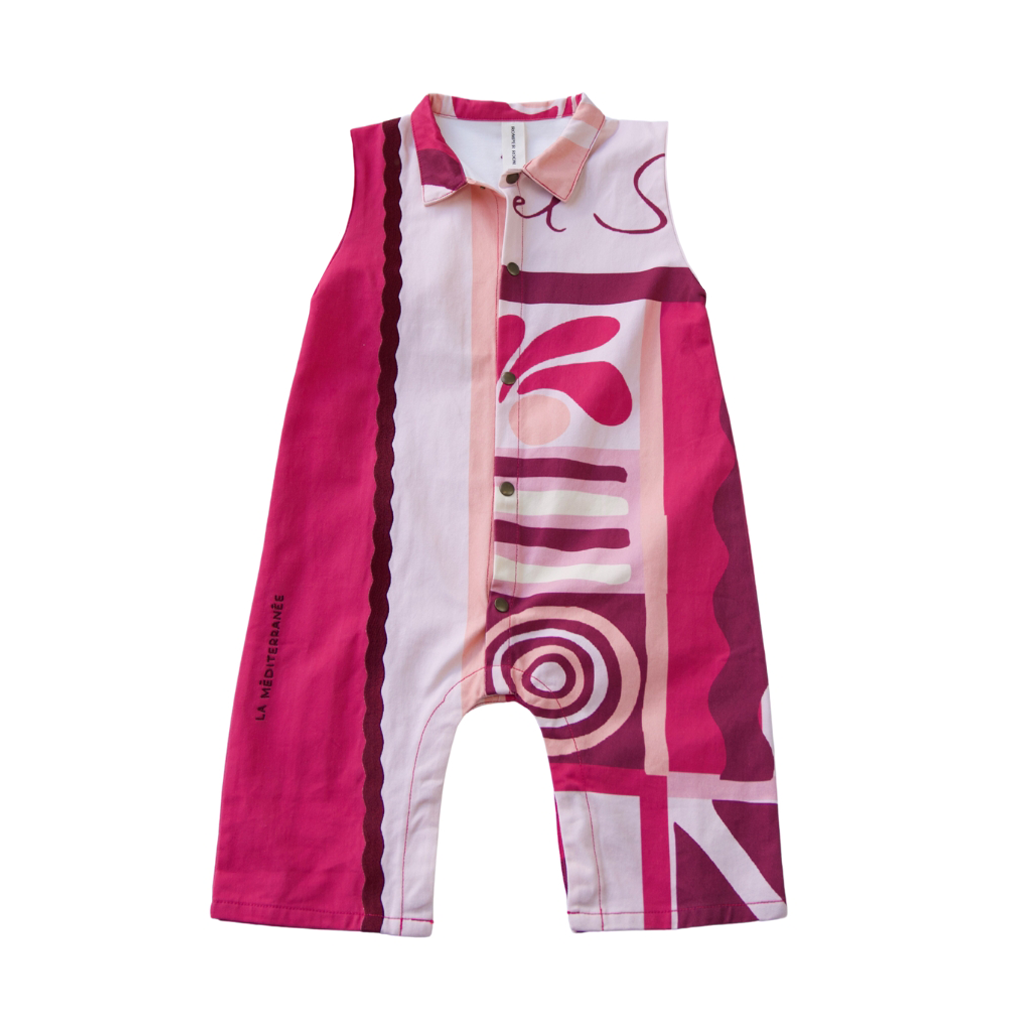 Cotton Sleeveless Boiler Suit - Rosa