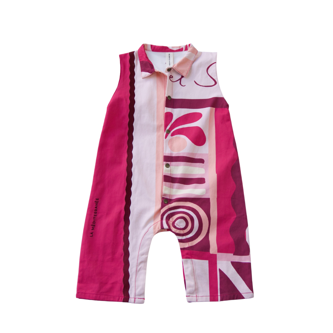 Cotton Sleeveless Boiler Suit - Rosa